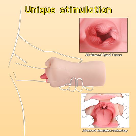 Realistic Male Masturbator with Vibrating Mouth - TPR Adult Toy 750g SQ-MA60140