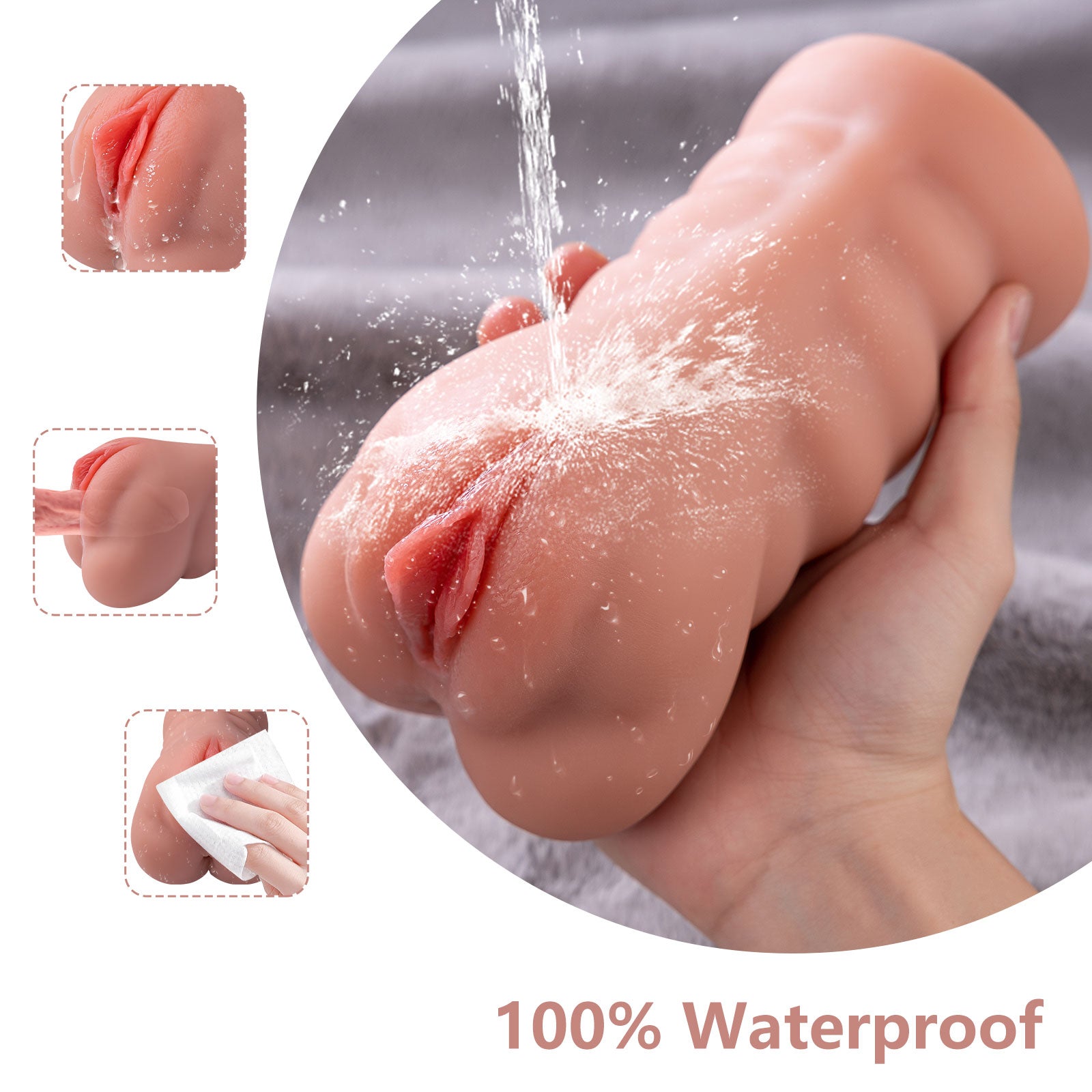 Water-washable display of male sex toys