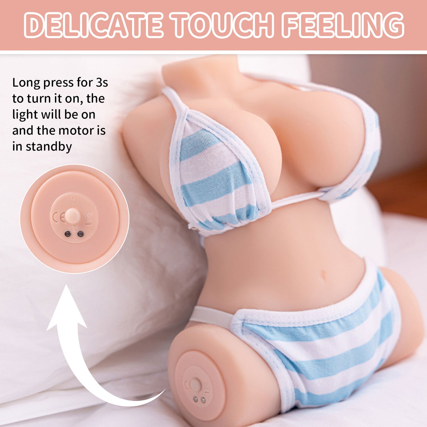 Vibrating Sex Doll Torso with 3 Speeds 7 Frequencies - Realistic Mens Sex Toys Masturbator with Big Breasts, Dual Holes Adult Toys for Men SQ-MA20069