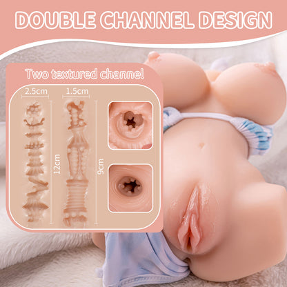 Vibrating Sex Doll Torso with 3 Speeds 7 Frequencies - Realistic Mens Sex Toys Masturbator with Big Breasts, Dual Holes Adult Toys for Men SQ-MA20069