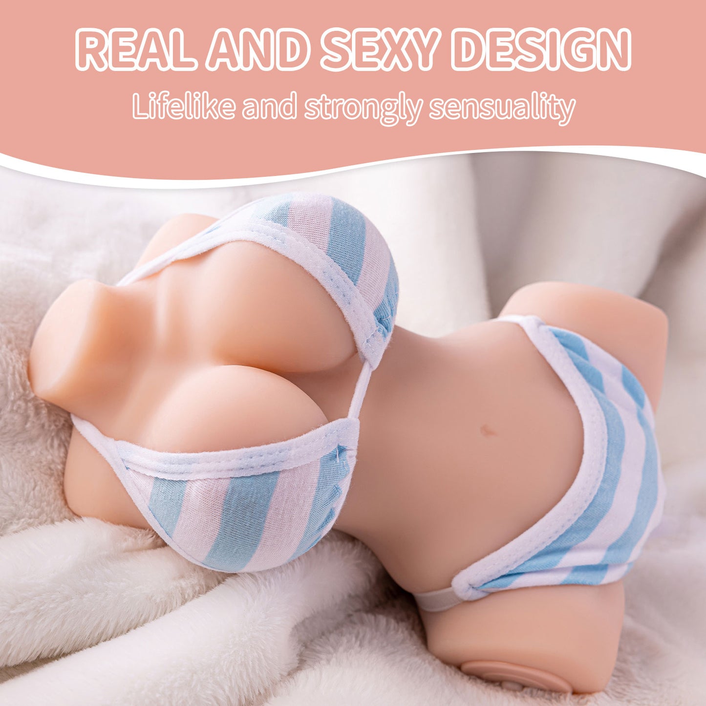 Vibrating Sex Doll Torso with 3 Speeds 7 Frequencies - Realistic Mens Sex Toys Masturbator with Big Breasts, Dual Holes Adult Toys for Men SQ-MA20069